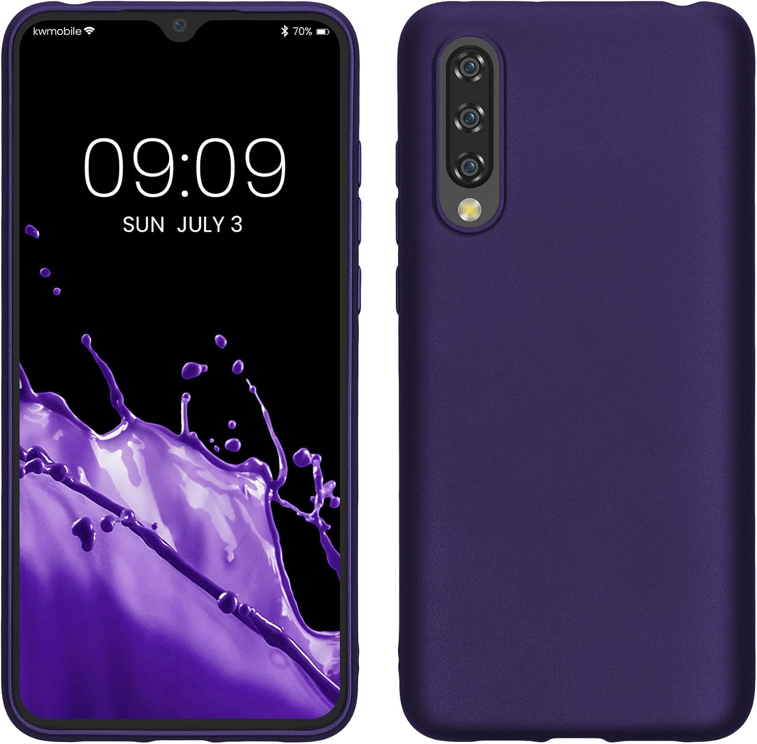 kwmobile Case Compatible with Xiaomi Mi 9 Lite Case - Soft Slim Metallic TPU Silicone Cover - Metallic Blue Violet