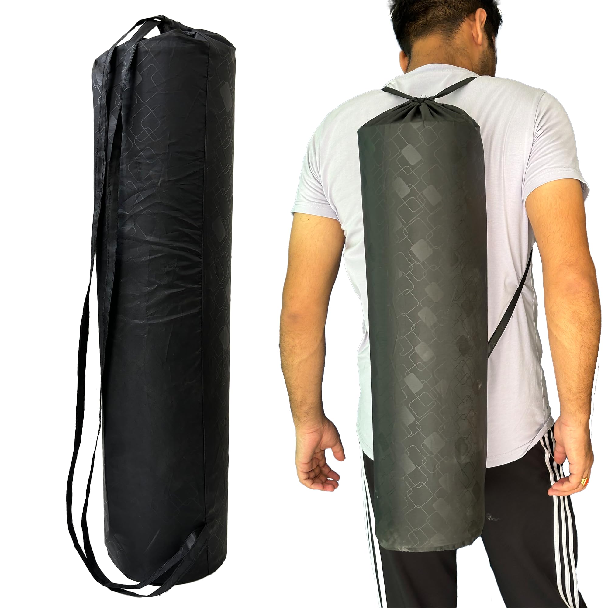 Yogis Black Polyester Yoga Mat Cover Bag with Drawstring & Strap for Universal Fit