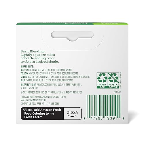 Miniatura 5 de Amazon Grocery, Colorante surtido de alimentos, contiene botellas rojas, azules, verdes y amarillas, 1.2 onzas líquidas (anteriormente Amazon Fresh,