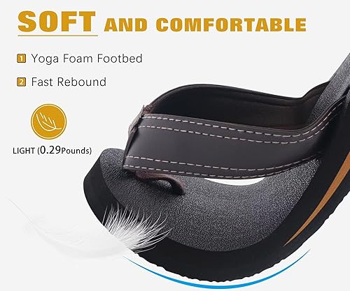 Miniatura 3 de KuaiLu - Sandalias de cuero para hombre con soporte para el arco, plantilla de yoga, cómodas, de pata de gallo, antideslizantes, para interior y