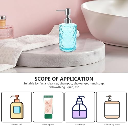 Miniatura 3 de Toyvian 2pcs Refillable Glass Hand Soap Dispenser Bottles with Polished Smooth Surface Stylish Lotion and Shampoo Storage for Bathroom Kitchen