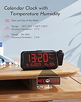 Vista 4 de Roxicosly Reloj despertador de proyección dígitos blancos Proyección roja+despertador súper fuerte con agitador de cama