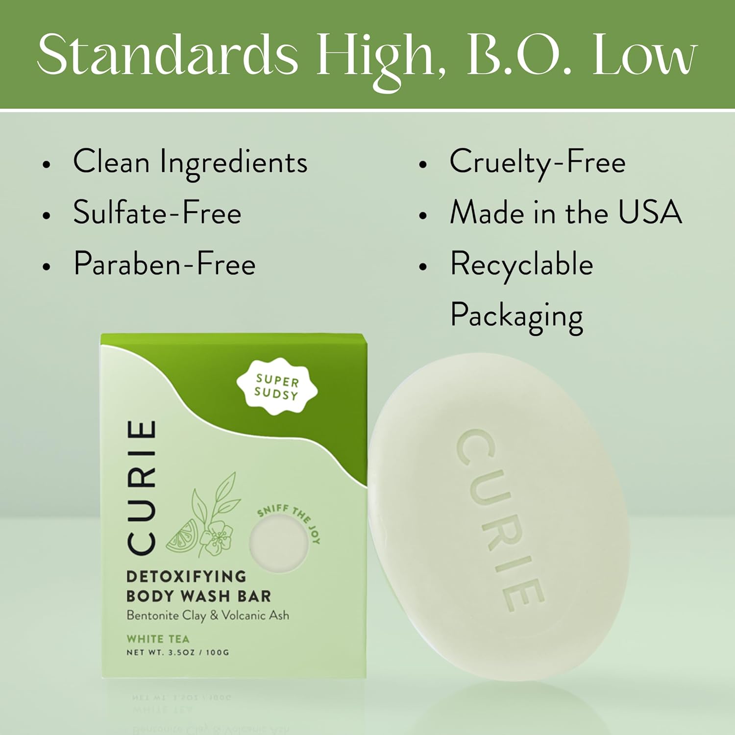 Curie White Tea Detoxifying Body Wash Bar – Sulfate-Free, Vegan Cleansing Bar with Bentonite Clay & Volcanic Ash for Smooth, Refreshed Skin (3PK) - Image 3