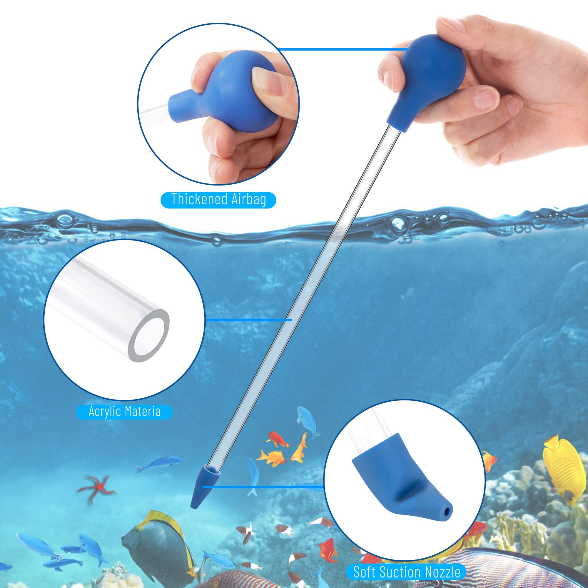 Mangiatoia per Coralli Lungo 30 cm Tubo di Alimentazione in Acrilico per Pesci Marini Pipetta Lunga per la Maggior Parte Degli Organismi d'Acquario 2 Pezzi (Blu)