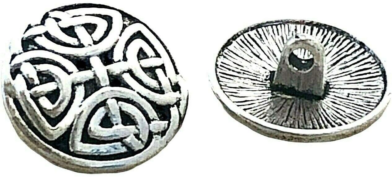 10 Tibetan Silver Irish Celtic Knot Design Metal 17mm Round Shank Buttons
