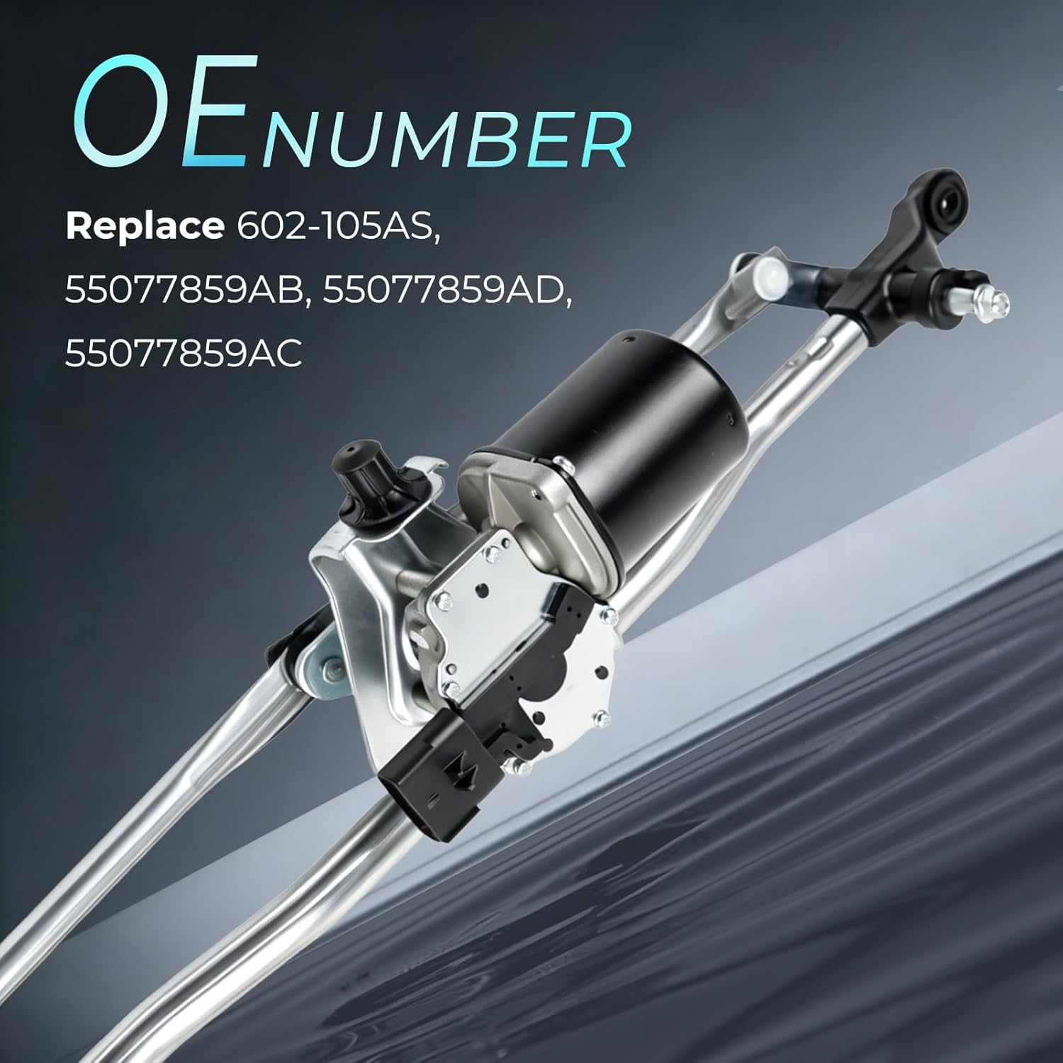 Front Windshield Wiper Motor and Linkage Assembly Compatible with Jeep Wrangler 2007-2018 Replace 602-105AS 55077859AB 55077859AD