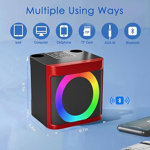 Vista 17 de Mini máquina de karaoke para niños y adultos, altavoz portátil de karaoke Bluetooth con 2 micrófonos inalámbricos para fiestas en casa, grandes