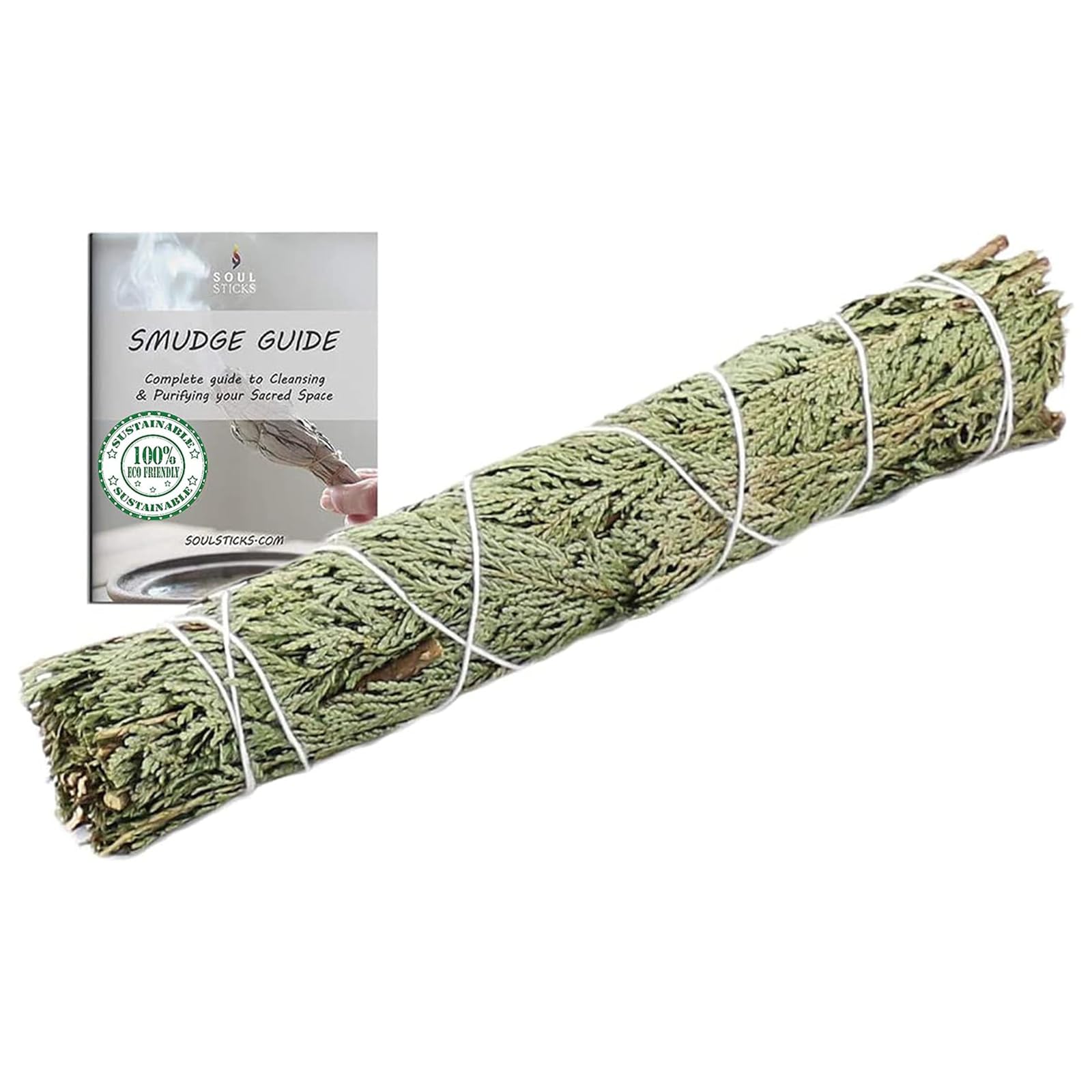 Organic Cedar Sage Smudge Stick 1 Pack - 9 Inch | Floral Sage House Blessing | Cleansing House & Negative Energy
