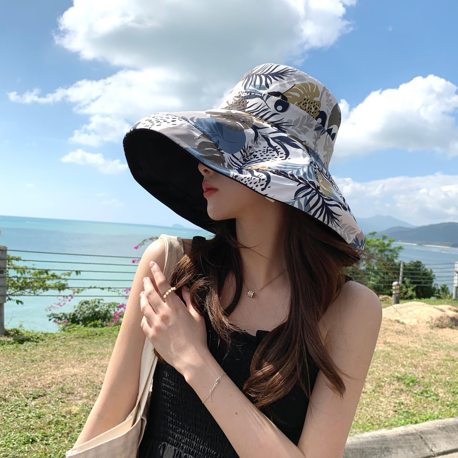 HUAMULAN Women Summer Vacation Wide Brim Sun Hat Reversible Fishing Hats image 2
