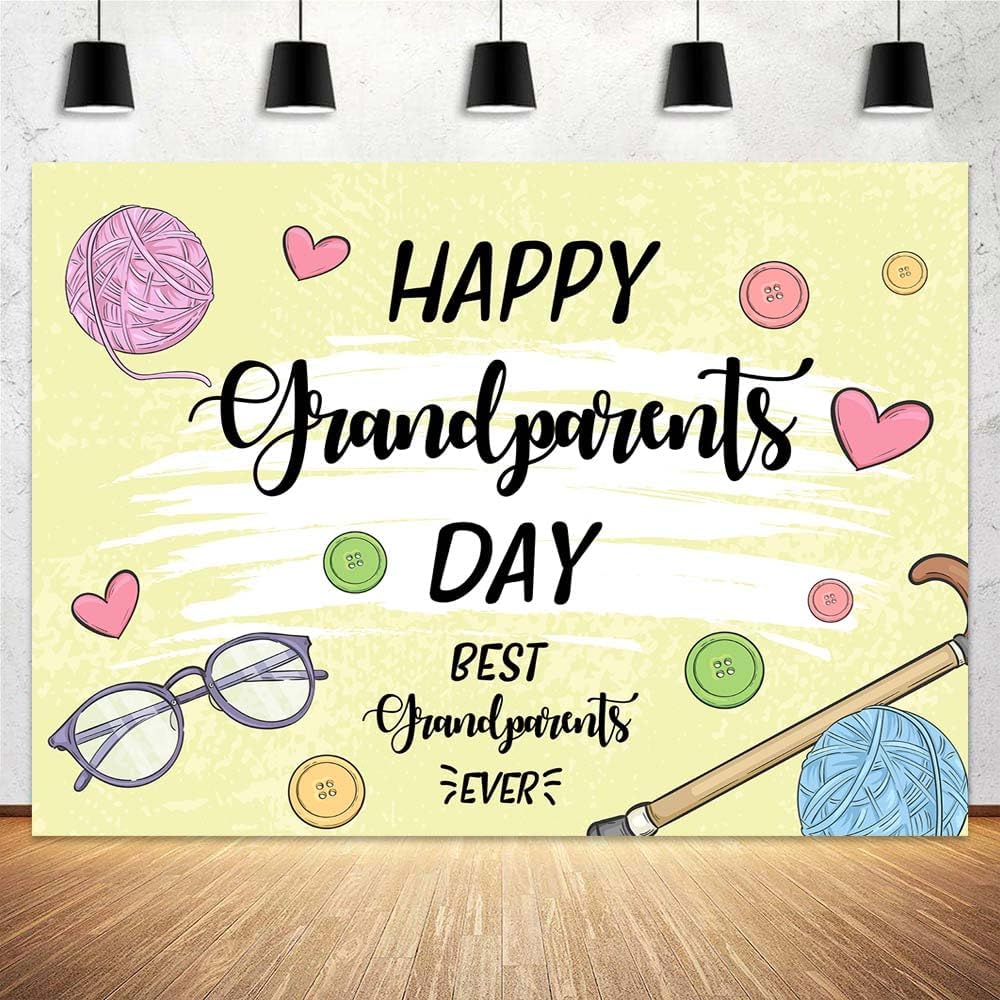 Grandparents Day Photo Backdrop Happy Retirement Love Grandparents Party Photo Wall Backdrop Happy Grandparents Day Home Party Supplies Photo Wall Decor 5X3ft image 4