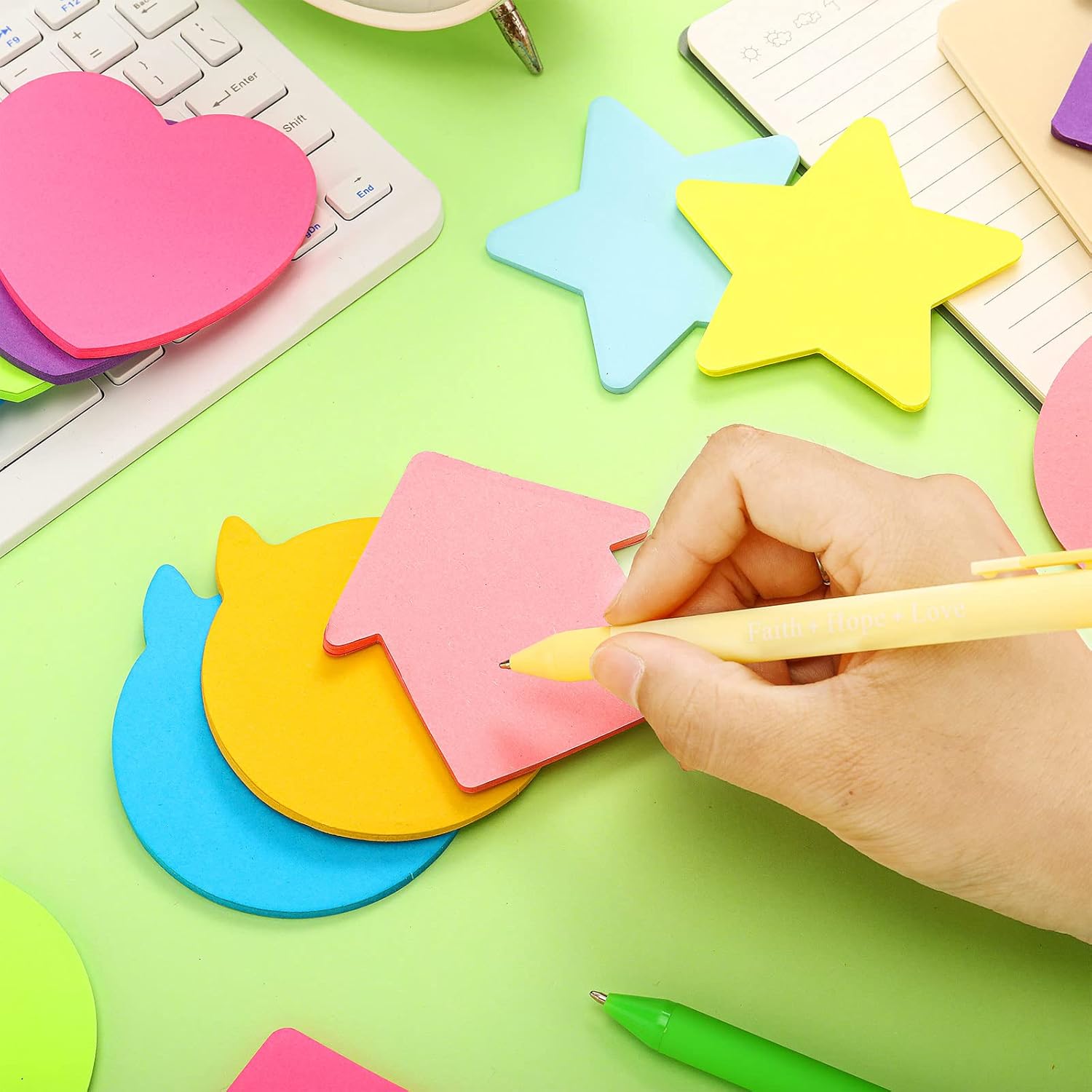 Yinder 960 Pieces Cute Sticky Notes Set Heart Star Bubble Arrow Shaped Self Sticky Note Pad 3 x 3 Inch 8 Color Bright Colorful School Office Supplies Easy to Post Clean and Removal - Image 5