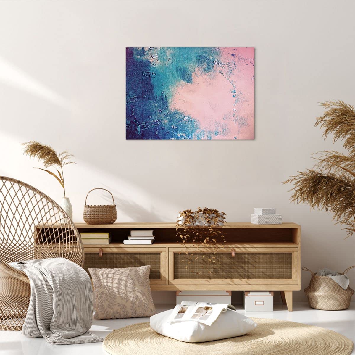 Quadro Su Tela Astratto Rosa HUBOSKN – Grande Decorazione Da Parete 61x122 Cm Per Soggiorno, Camera Da Letto, Ufficio, Opera D'Arte Moderna - 3