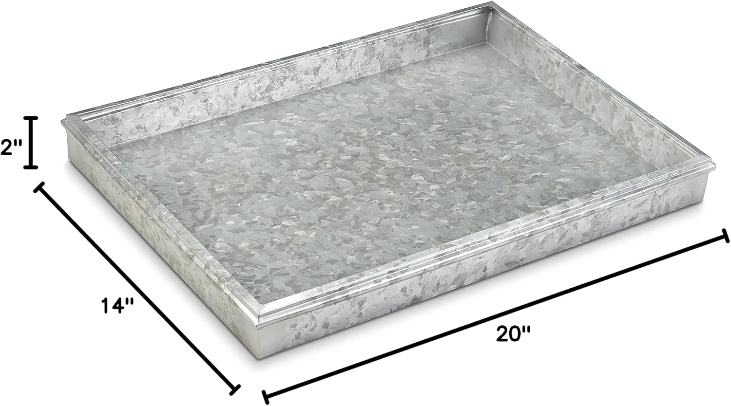 Good Directions Small Boot Tray, Classic Multi-Purpose All Weather Decorative Boot Tray, Shoes, Plants, Garage, Patio Door, Pet Bowls, 20 inch Entry Indoor Shoe Tray for Apartment, Grey Steel