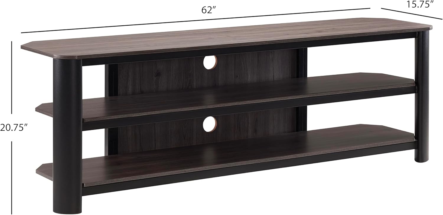 JAHRSTIM Oxford 62" Unfold Quick & Effortless Assembly Powder Coated Tv Stand