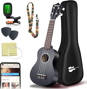 Everjoys Soprano Ukulele Beginner Kit 21 Inch w/Free Online Lesson Gig Bag Tuner Picks Strap, Fast to Learn
