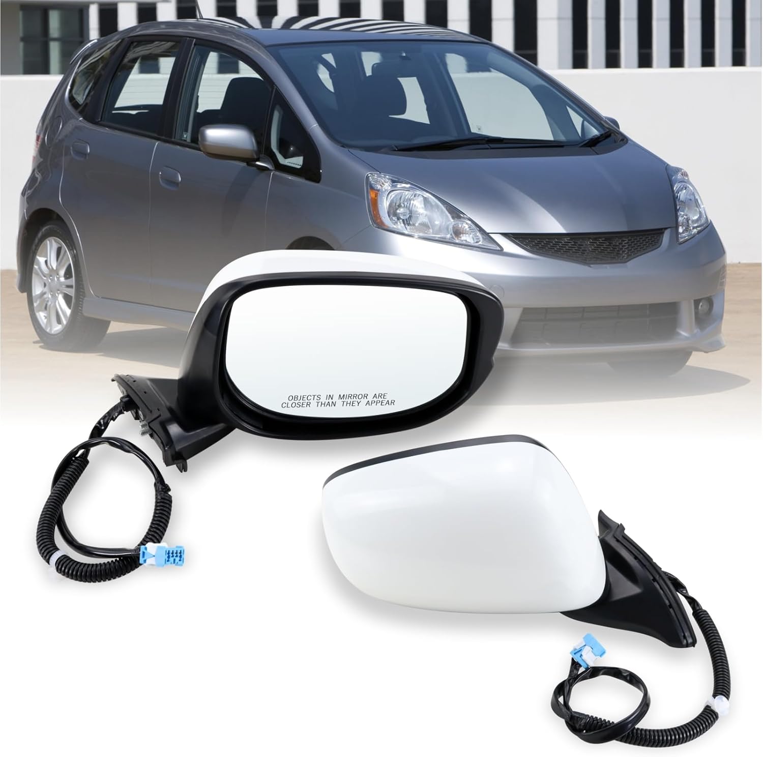 Right Passenger Side Mirror compatible with 2009 2010 2011 2012 2013 2014 Honda fit with Manual Folding power glass Non-Heated can be DIY Paintable Replace# 76208-TK6-305, 76208TK6305(3 Pins)