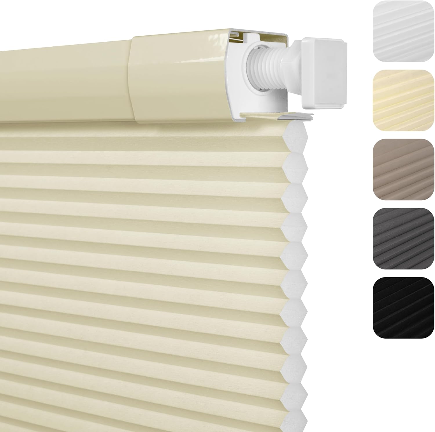 No Drill No Tools Light Filtering Cellular Shades Cordless Honeycomb Blinds Pull Down Window Blinds Easy to Install for Windows Thermal Insulated Noise Reduction,Beige,25" W x 80" H