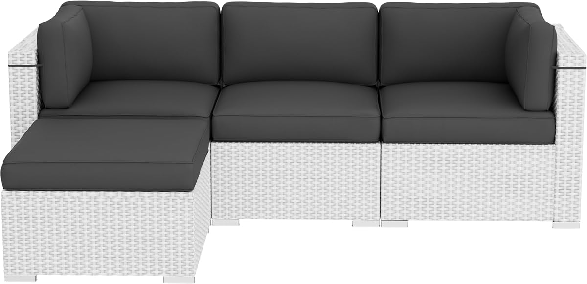 SUNCROWN Cojines para muebles de patio de 9 piezas, cojines de repuesto para sofá de patio de 4 asientos, cojines para sofá seccional de exterior, gris