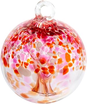 Dale Tiffany Hand Blown Glass, 6" Diameter Blush, Tree of Life Collection, Witch Globe Hanging Garden Indoor/Outdoor Decorative Ornament Gazing Ball