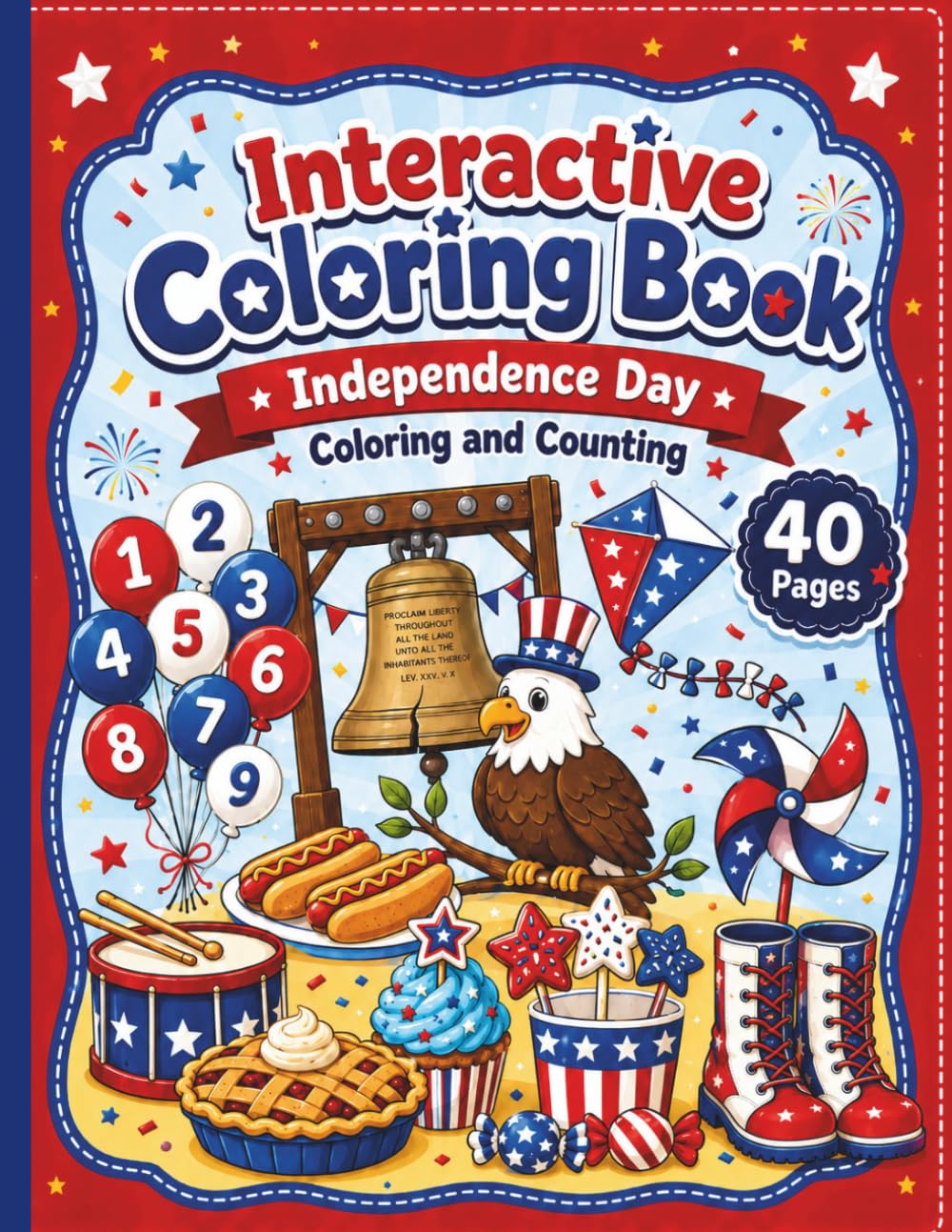 Independence Day Counting Coloring Book for Kids: Cute 4th of July Activity Pages for Preschool and Kindergarten with Simple Counting, Bold Coloring ... Fun, and America’s 250th Birthday Celebration