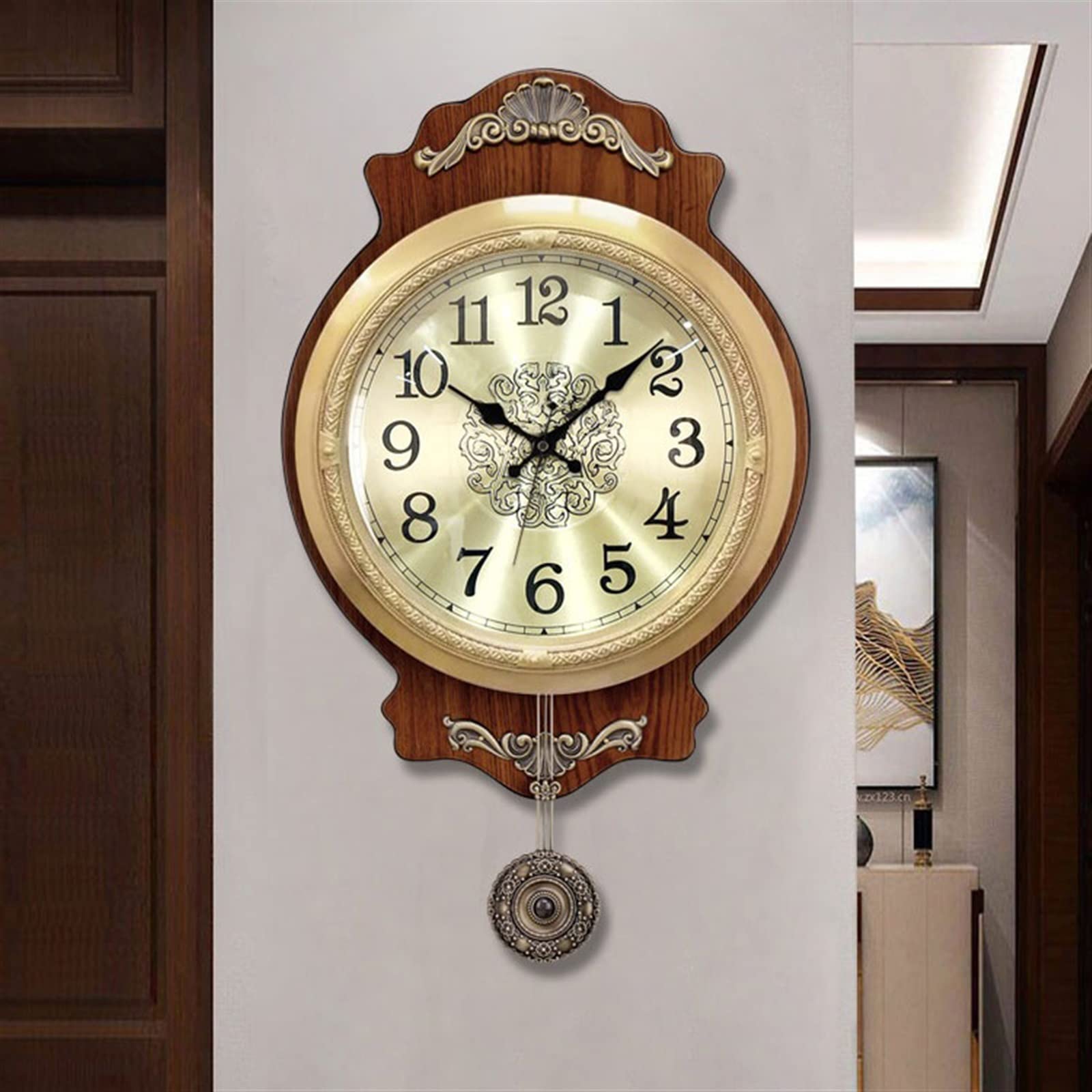 Cucina Orologio da parete in rame di lusso classico europeo al quarzo soggiorno con orologio a pendolo Decorazioni per interni