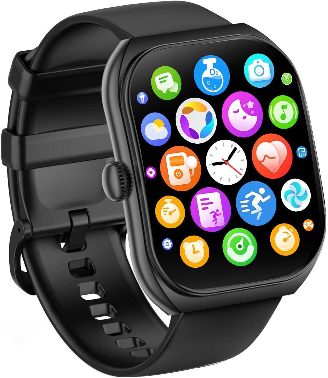 Smart Watch for iOS and Android Phones, HD 2.01" Screen Smart Watches for Women Men,1ATM Waterproof,112+ Sports Modes Fitness Activity Tracker,Heart Rate Sleep Monitor Steps Calories Counter,Black