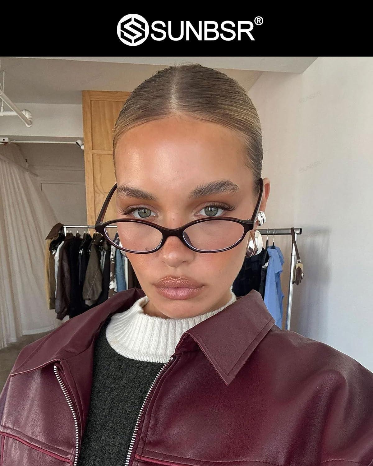 Retro Oval Glasses for Women Men Vintage Oval 90s Blue Light Glasses Y2K Small Face Fake Eyeglasses - Image 7