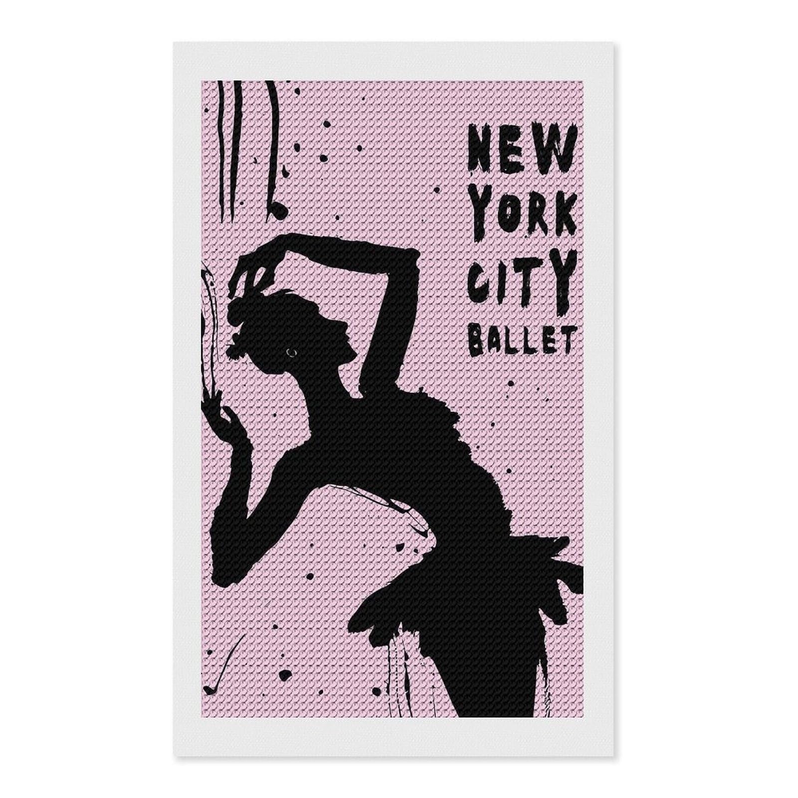 Junmoney New York Ballet School DIY Diamond Art Canvas Kit 12"x20", for Adults, Decorate Your Room, Gift Idea, Modern Decor, Finish and Display