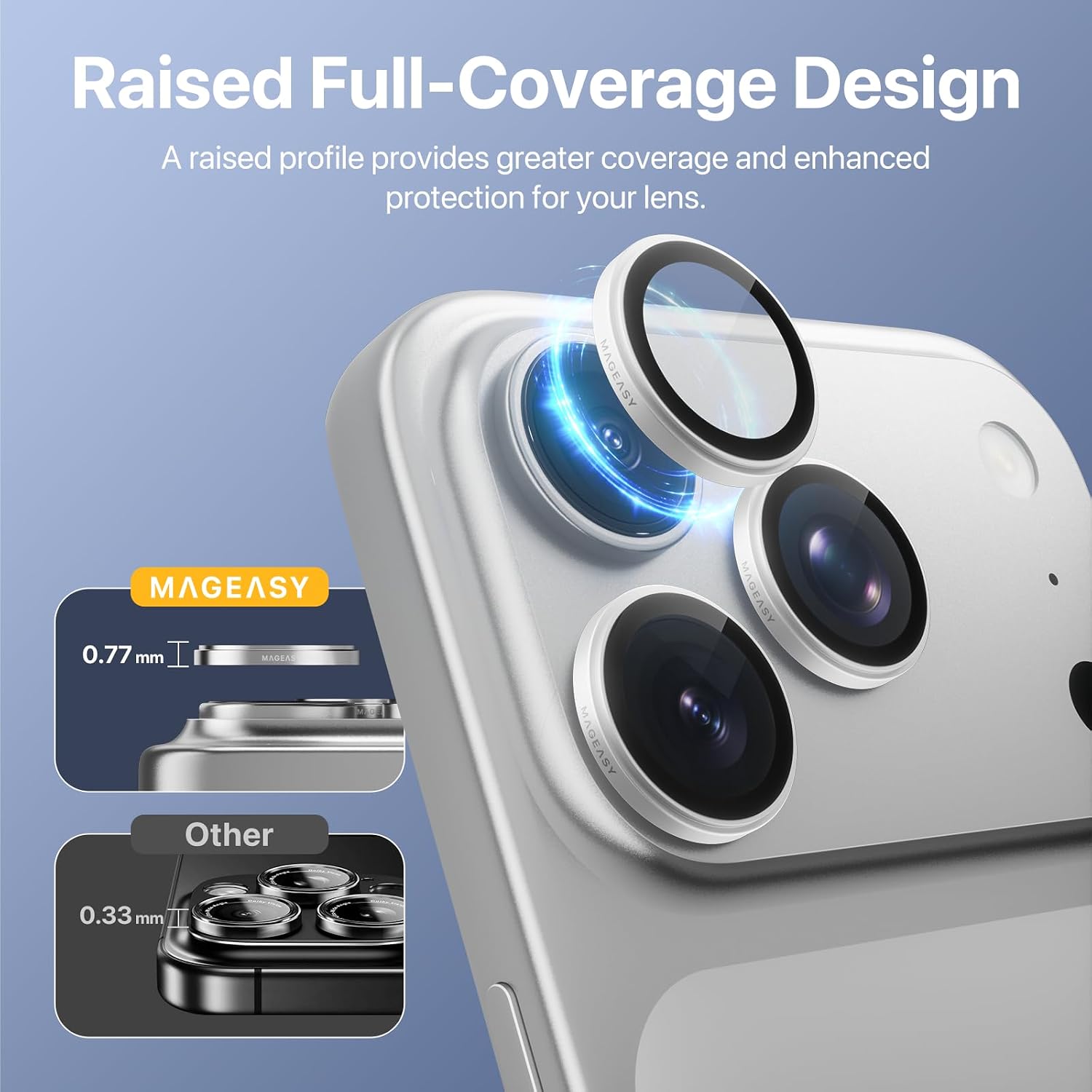 MAGEASY Lenz Sapphire Camera Lens Protector for iPhone 17 Pro Max & 17 Pro, Aviation-Grade Aluminium Alloy Frame, Scratch Resistant, Anti-Reflective, Case-Friendly, Easy Installation (Mist)