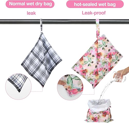Miniatura 4 de Bolsa impermeable a prueba de desorden, paquete de 2 unidades, reutilizables, bolsas húmedas para trajes de baño y ropa de bebé, bolsa húmeda a