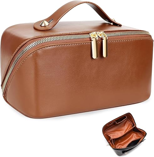 CCidea Bolsa de cosméticos de viaje de gran capacidad, bolsa de maquillaje para mujeres y niñas, bolsa de cosméticos portátil de nailon impermeable,
