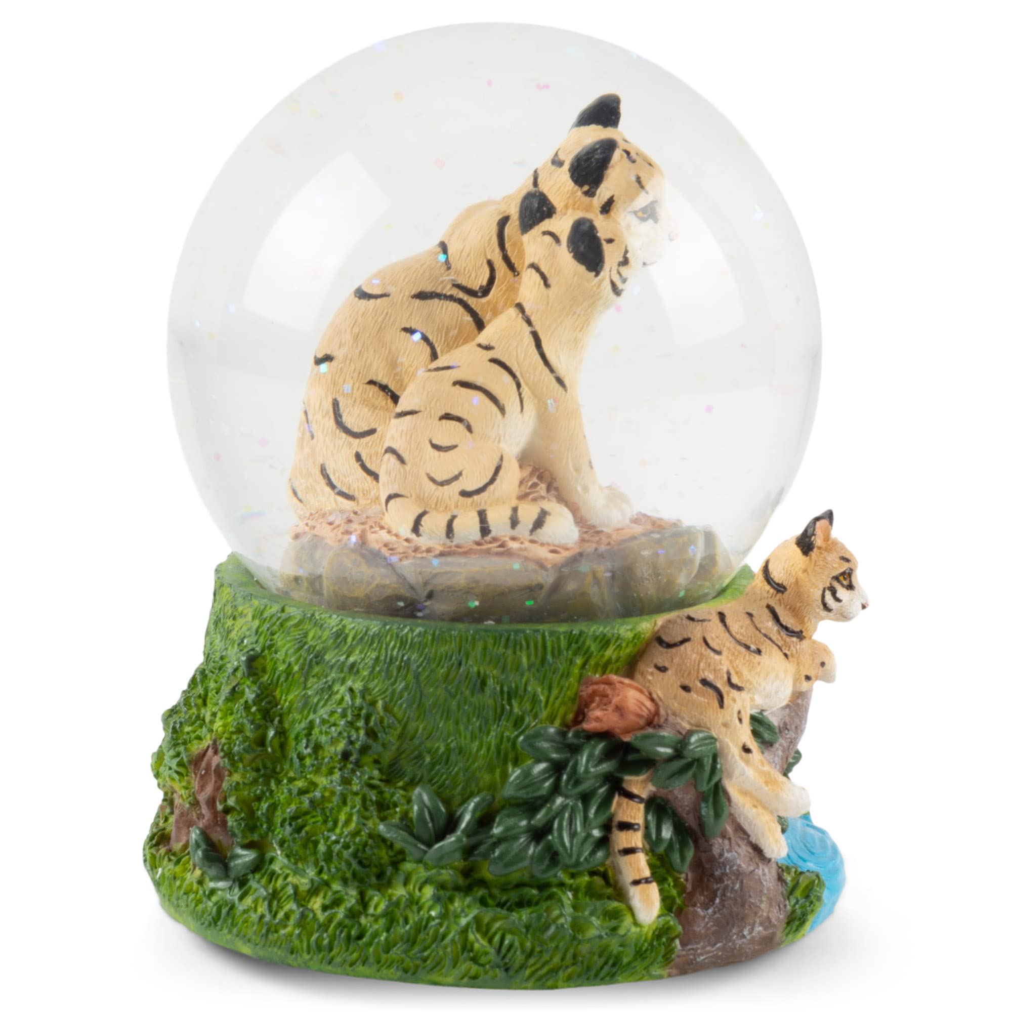 Elanze Designs Endangered Clouded Leopard 100MM Sturdy Glitter Water Wind Up Musical Snow Globe Tabletop Dresser Figurine Decoration Plays Tune We've Only Just Begun