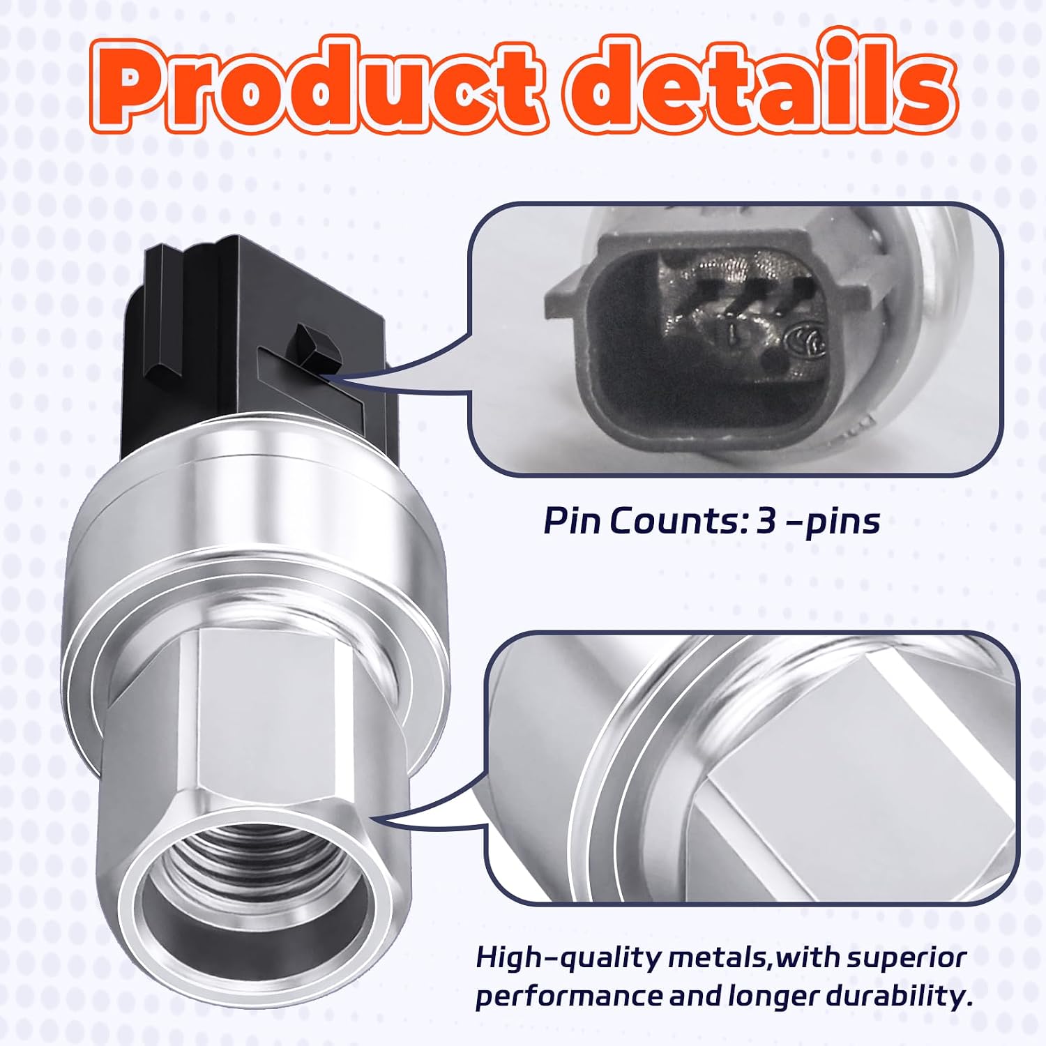 A/C Pressure Sensor BT43-19D594-AA Compatible with Ford F-150 2010-2023, Ford F-250 Super Duty 2011-2023, Lincoln 2011-2023, Auto AC Refrigerant Pressure Transducer Switch