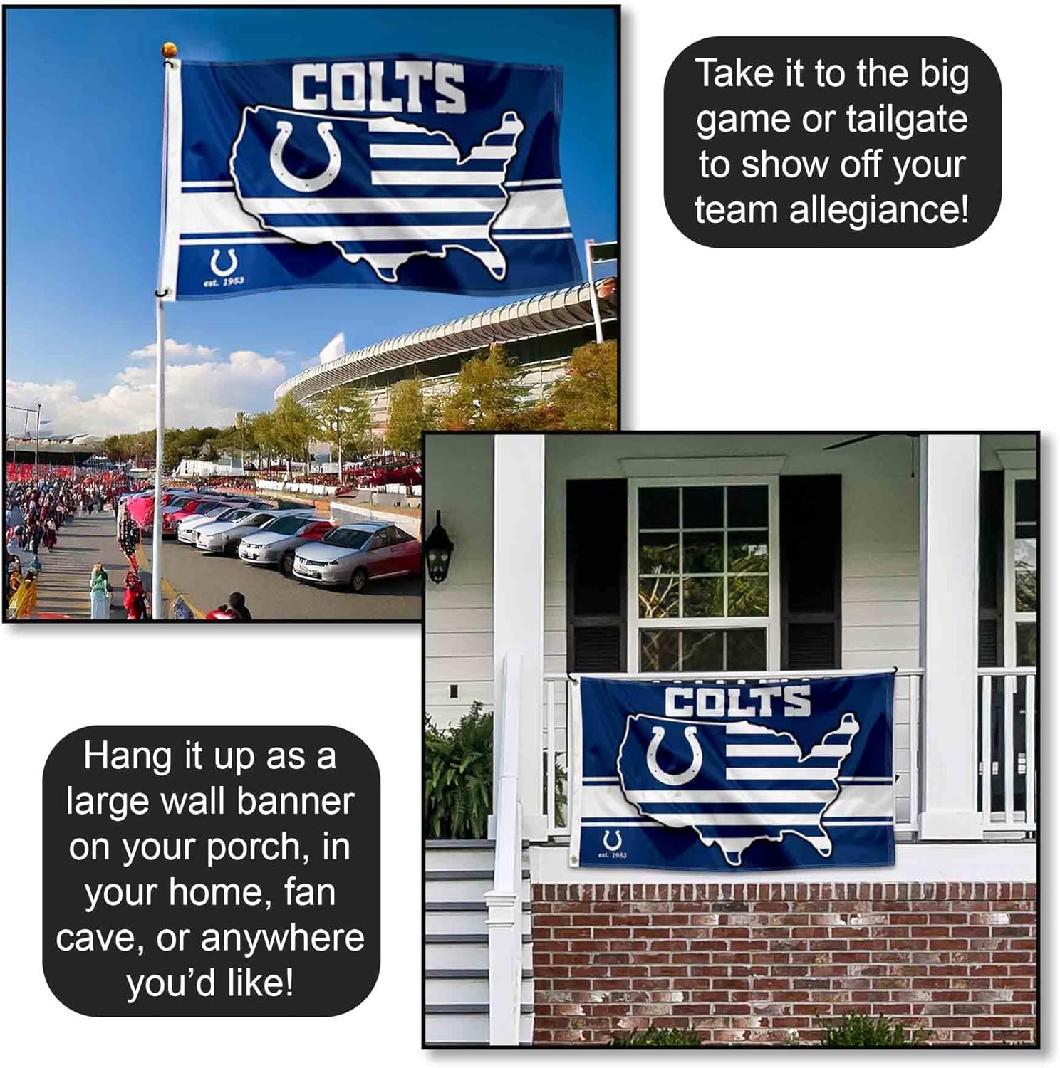 Indianapolis Colts Nation USA American Country 3x5 Flag