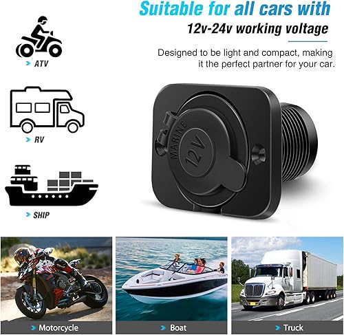 Miniatura 7 de Nilight - Juego de 2 enchufes para encendedor de cigarrillos de coche CC 12 V impermeable adaptador de salida de corriente de repuesto con