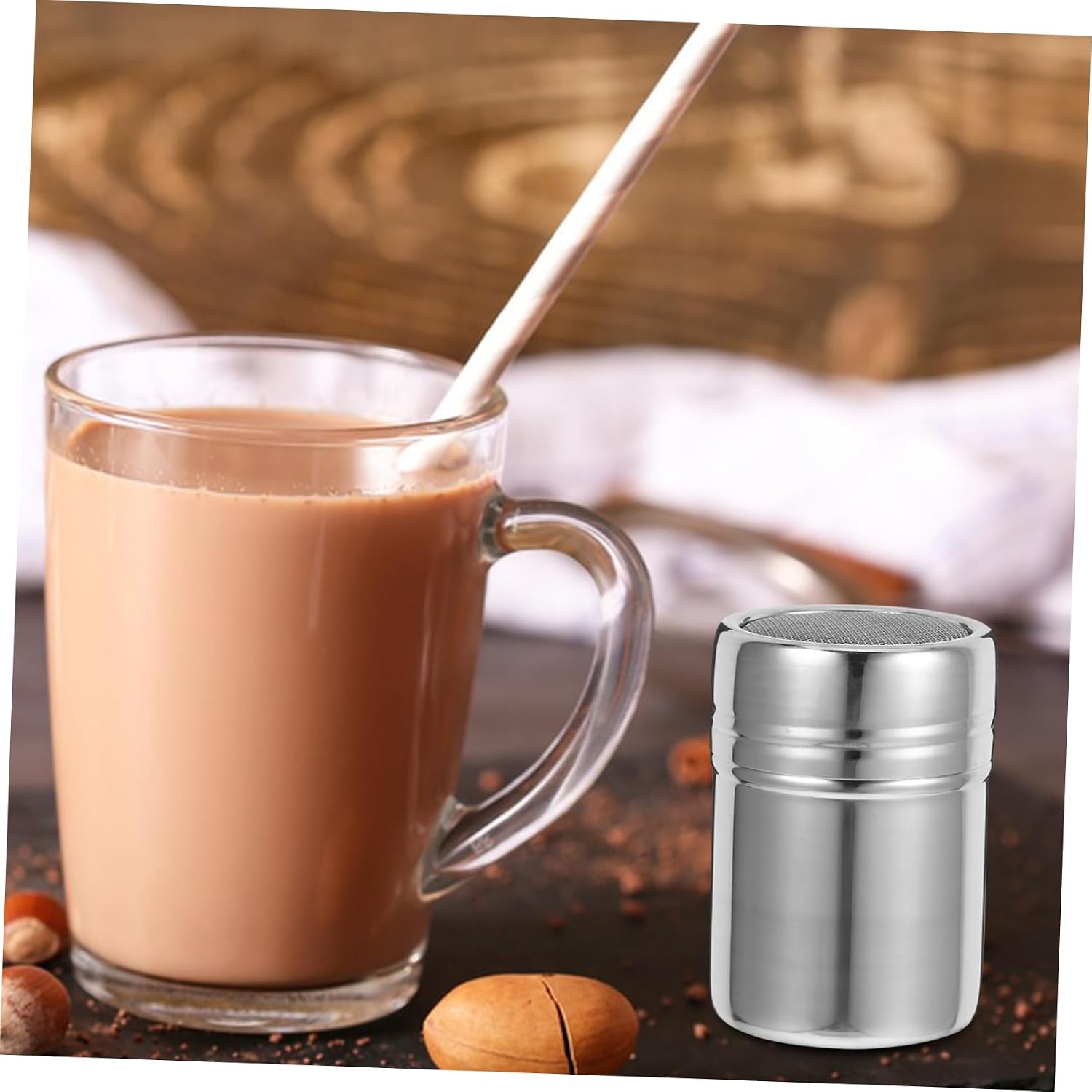 Stainless Steel Powder Shaker with Lid 200ml for Sugar