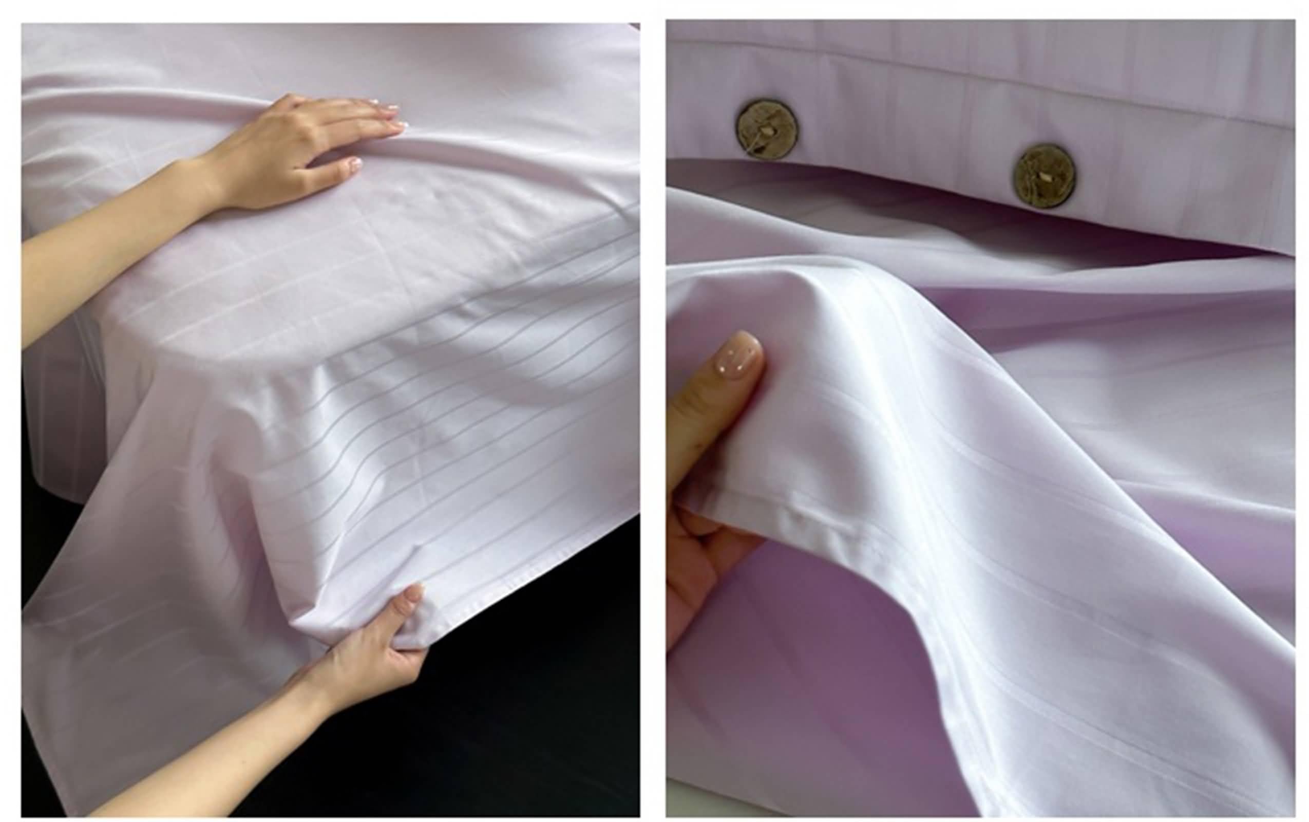Sábanas de algodón, sábana encimera a rayas, fácil cuidado, morado, Super King (230 x 250 cm)