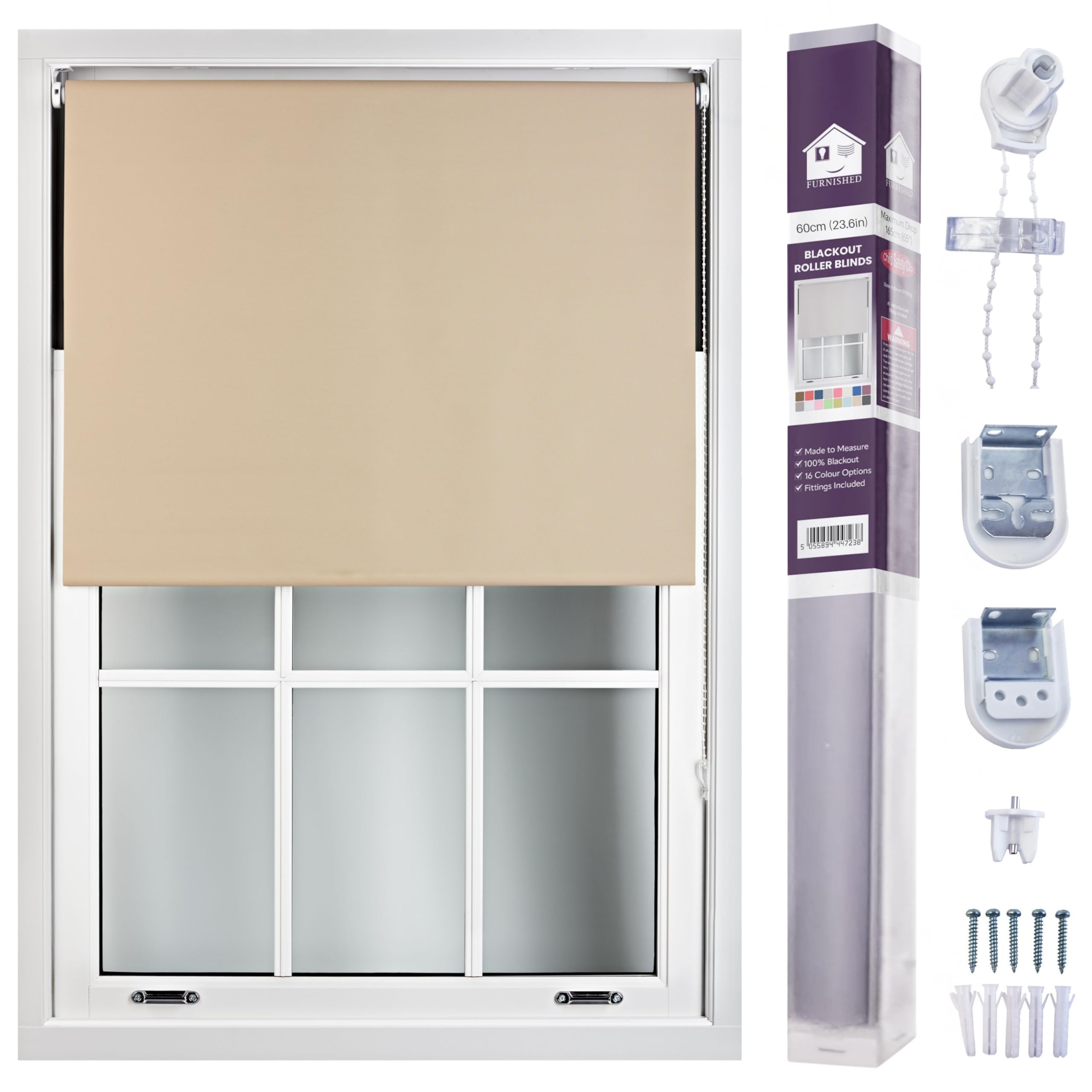 Furnished Made To Measure Blackout Roller BlindsCappuccino Roller Blind For Windows And Doors (W)60Cm (L)165Cm from B&Q