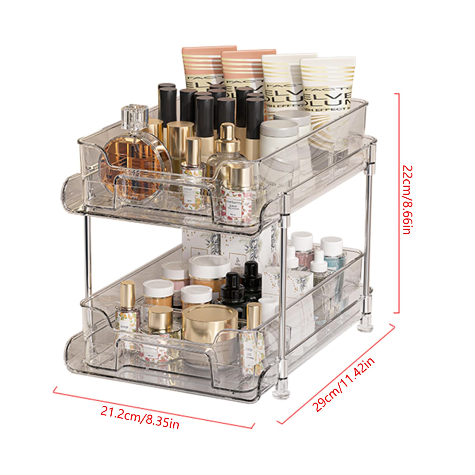 Elegantes organizadores de cosméticos extraíbles, resistentes para entusiastas del maquillaje, estante de almacenamiento transparente, organizador de cosméticos, suministros para minoristas