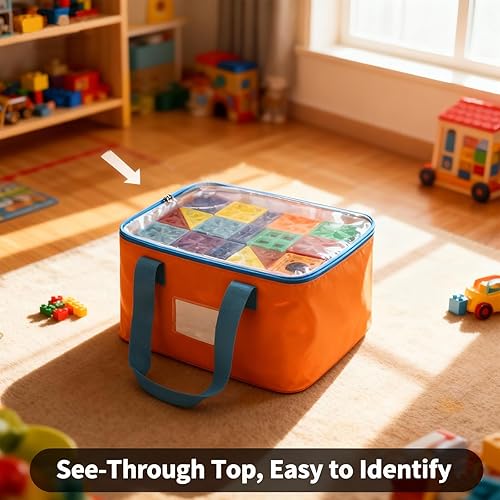 Miniatura 4 de Paquete de 8 bolsas magnéticas de almacenamiento de azulejos, organizador de juguetes de varios tamaños con bolsillos de malla y bolsillos para