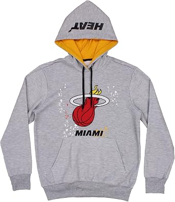FISLL NBA Mens Pullover Hooded Sweatshirt with Paint Splatter Logo