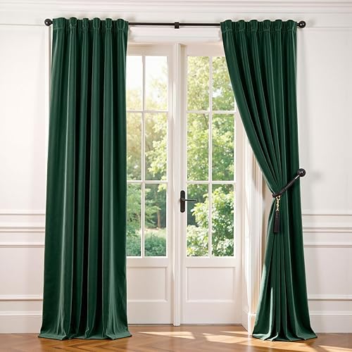Miniatura 19 de Lazzzy Cortinas Opacas de Terciopelo con Aislamiento Térmico para Ventanas de Habitación, Cortinas de Lujo Súper Suaves para Sala de Estar, Salvia