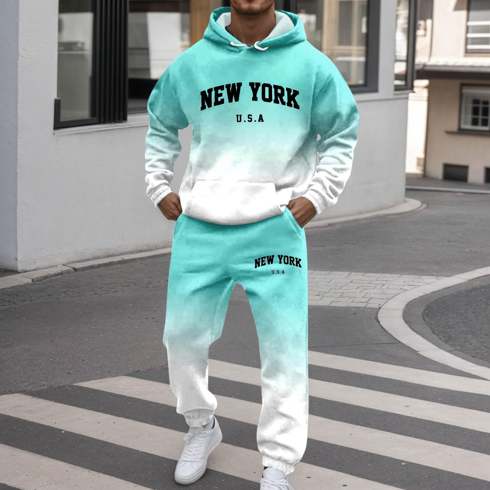 Tuta Uomo Completa Ginnastica Fitness Palestra Completo Completa 2 Pezzi Larghi Felpa e Pantaloni Jogging Set Sportivo Completi Tute