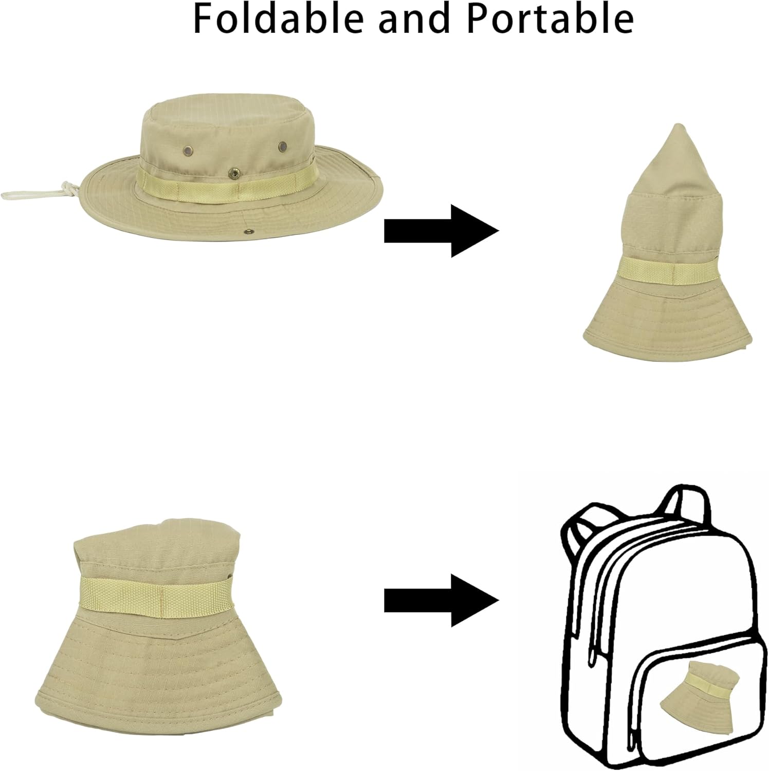 Sun-Fishing-Hats for Men Women Boonie Hat Foldable UV Protection Bucket Hats for Fishing Hiking Garden Safari - Image 5