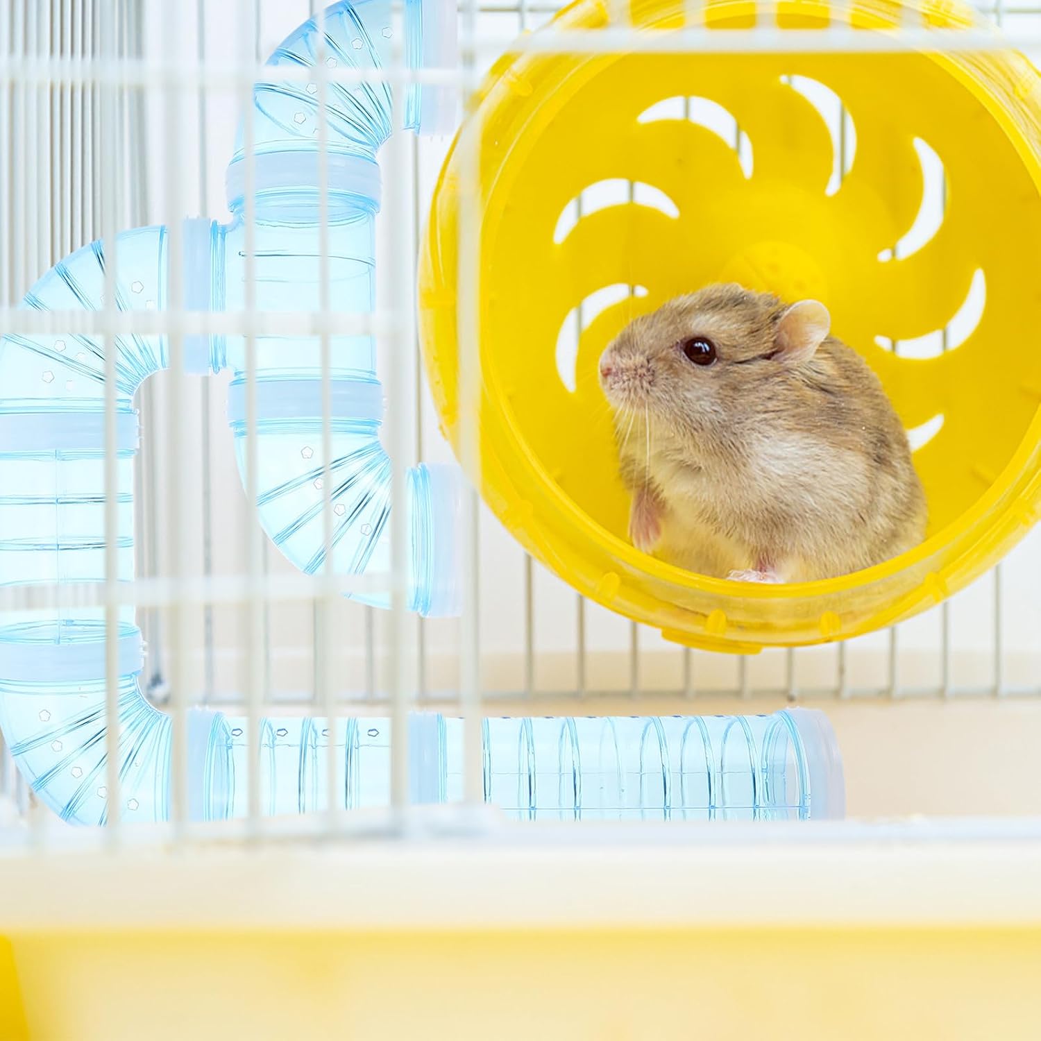 FRCOLOR Hamster Maze Tube and External Cage Tunnel Set Blue Plastic Hamster Cage Tunnel DIY Connector for Small Animals Suitable and Squirrels