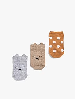 3’lü Desenli Aplike Detaylı Çorap Seti