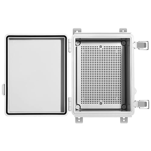 Miniatura 4 de Ordentlich Caja de conexiones eléctrica impermeable IP67 ABS caja de plástico con tapa con bisagras con placa de montaje, soportes de pared (8.6 "x