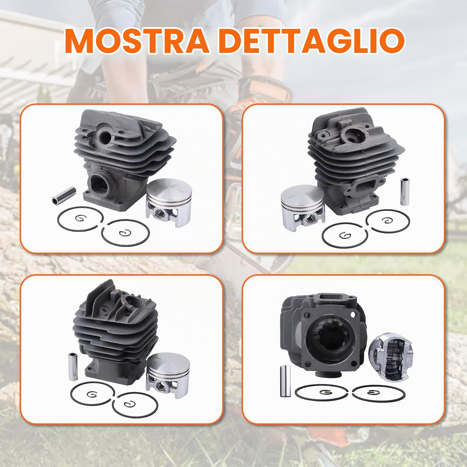 44.7mm Big Bore Cilindro Pistone per Stihl MS260 026 PRO Parti di Ricambio Motosega con Set Guarnizioni Albero Motore Set Paraolio Cuscinetto Ad Aghi Tappo Cilindro Valvola di Decompressione