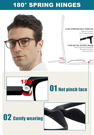 Mens Reading Glasses Stylish Readers Large Lightweight Reader 1.0 1.25 1.5 1.75 2.0 2.25 2.5 2.75 3.0 3.5 4.0