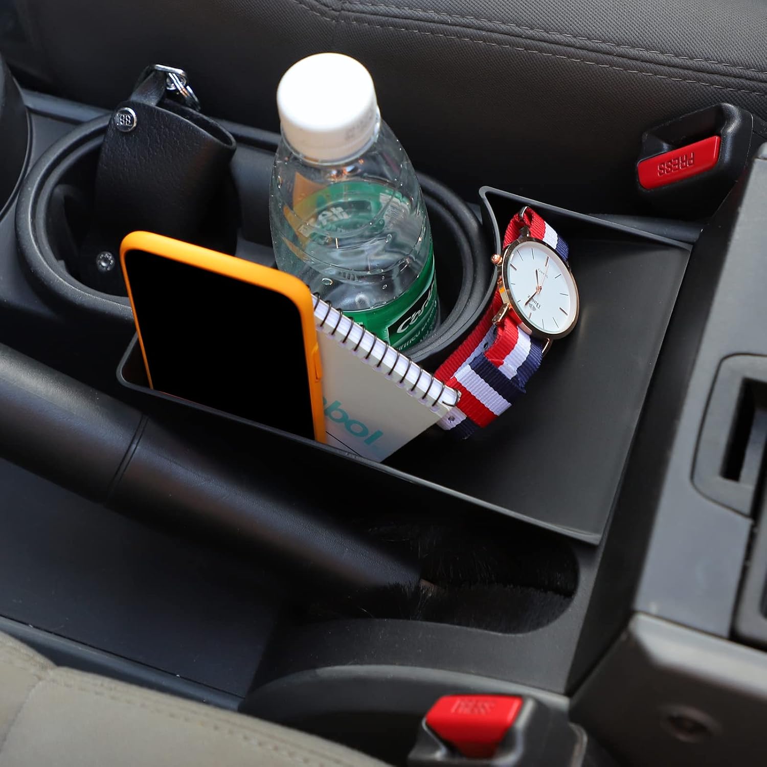 Jimen Compatible with Jeep Wrangler JK JKU 2007-2010, Car Center Console Hand Brake Storage Box Armrest Organizer Tray